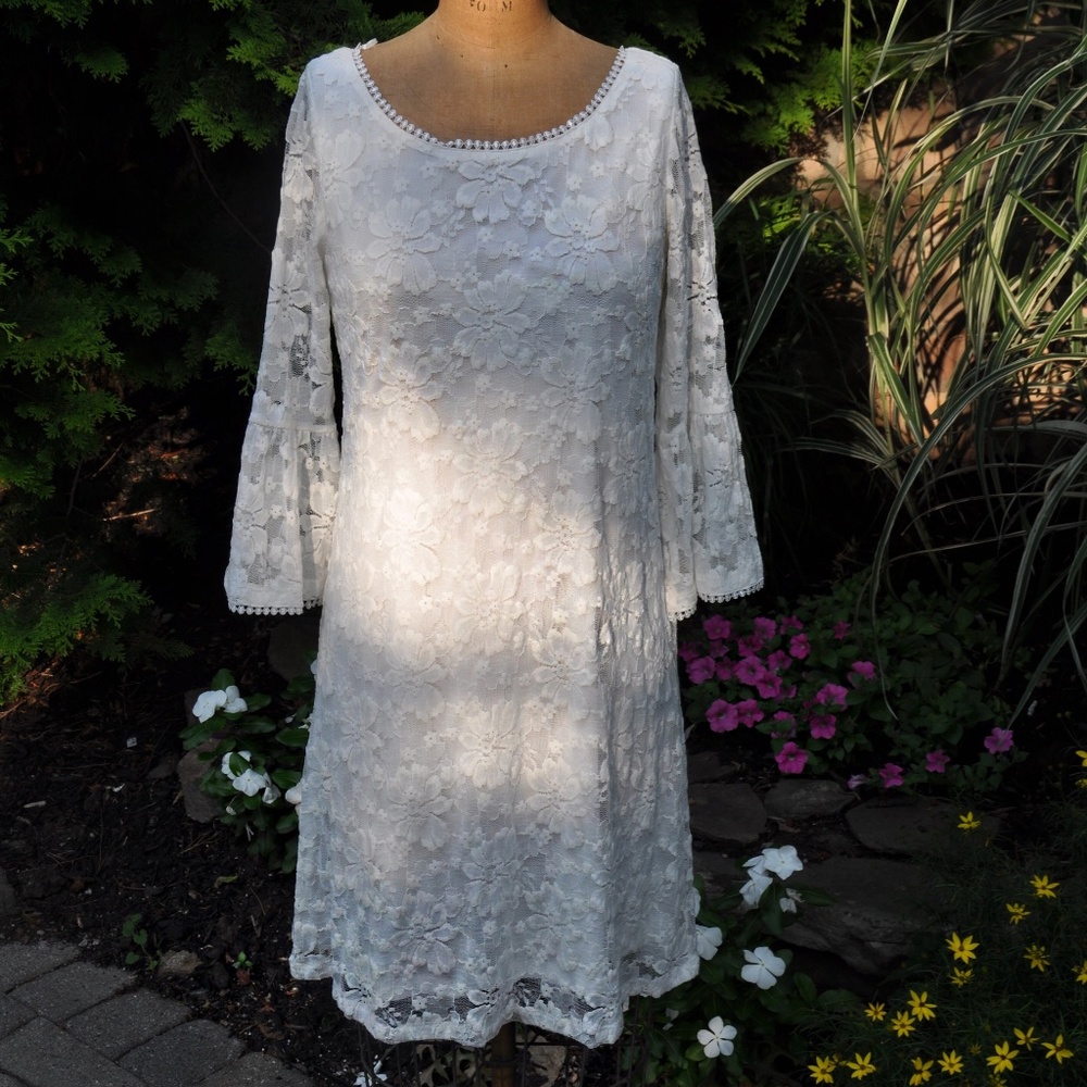 White Floral Lace Dress